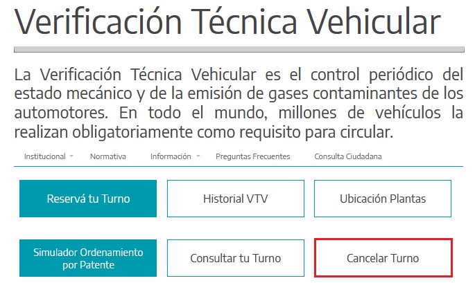 Cómo cancelar el turno VTV online paso a paso