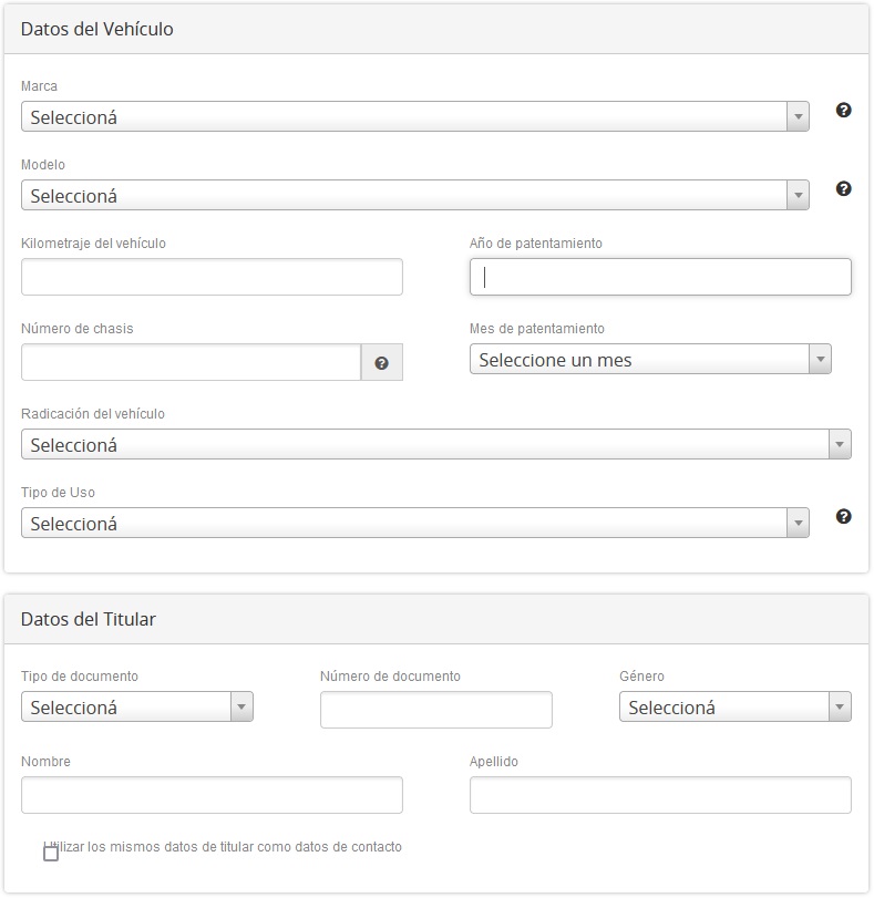 VTV CABA turnos online, Completa los datos del vehículo y del titular